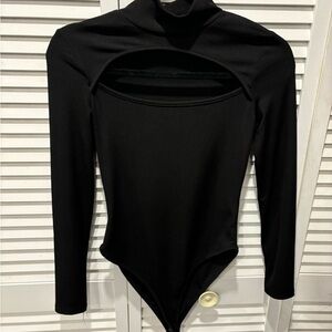 Black Long Sleeve Cutout Bodysuit